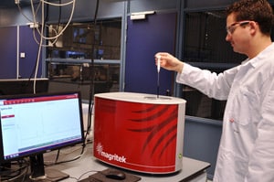 Michiel Petrus of the Dingemans Group at TU Delft using the Magritek Spinsolve Benchtop NMR system to study polymers